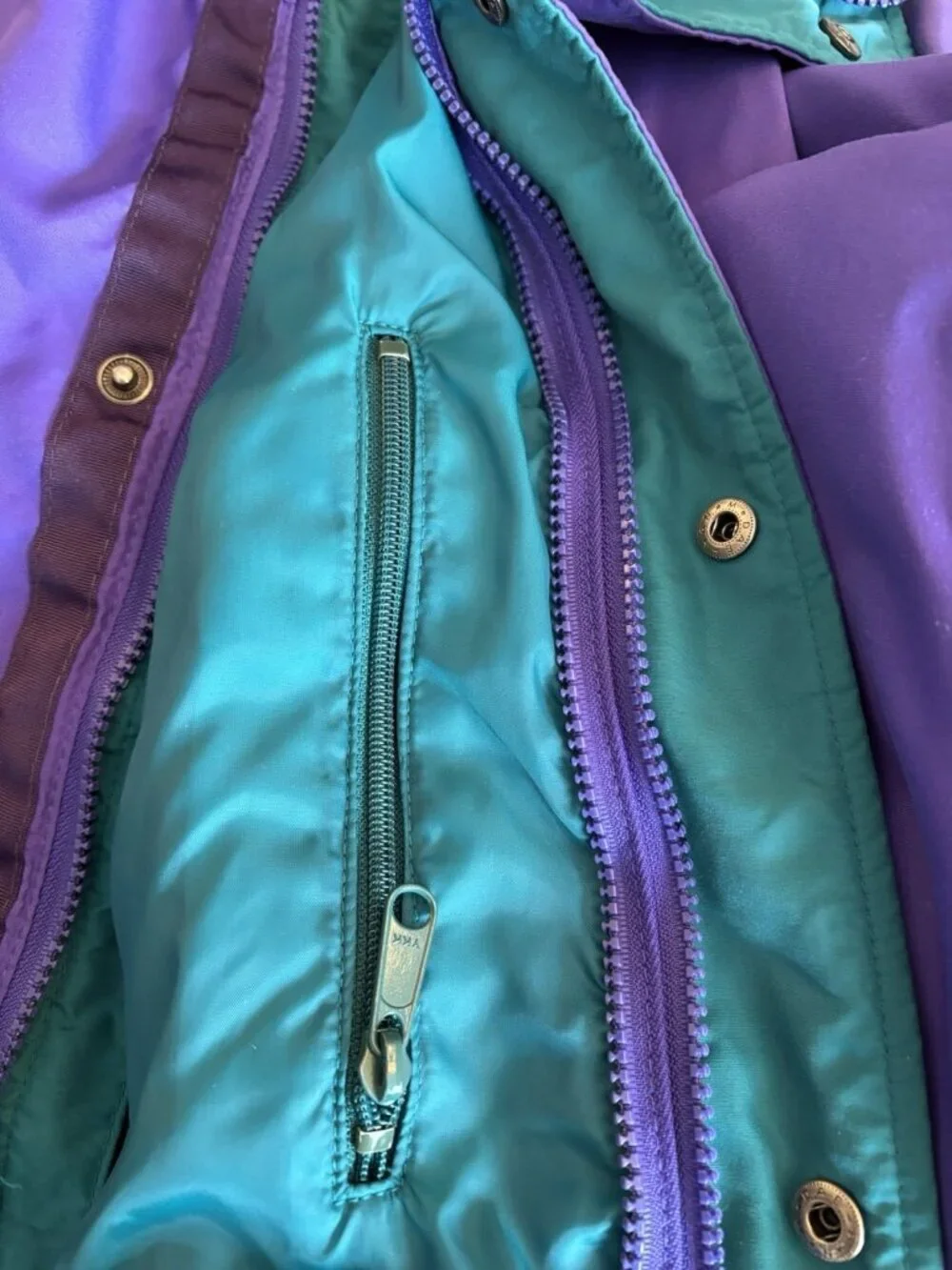 Vtg Columbia Mens XL Bugaboo Outer Shell Nylon Radial Sleeve Purple Green Black